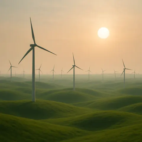 Many Distant Wind Turbines
