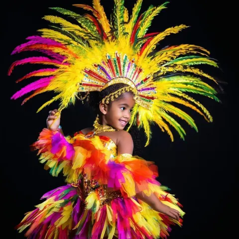 Brazilian Girl Dancing in Carnival Colors
