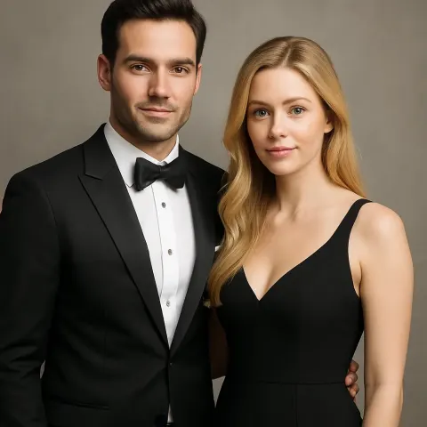 Man in a Tuxedo with a Bow Tie Stands