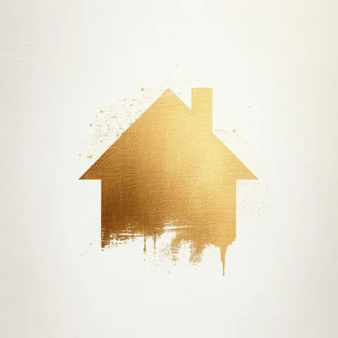 Minimalist House Painter Logo in Golden Light