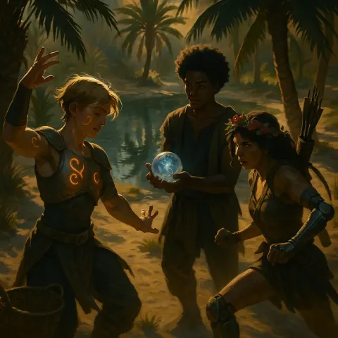 Within a Secluded Oasis with Palm Trees