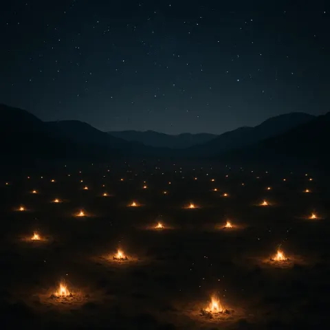 Myriad Distant Campfires Twinkle Like Fallen Stars Across a Vast