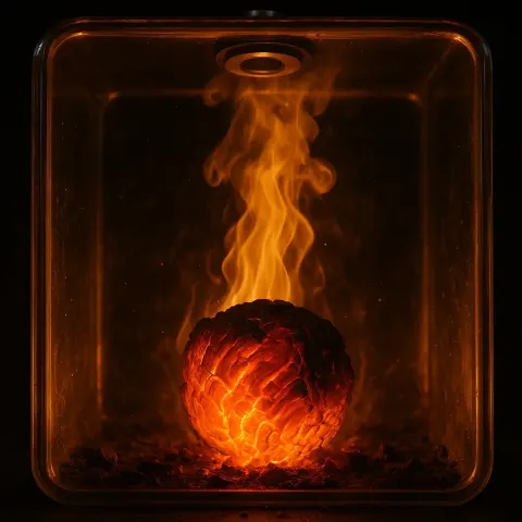 Piece of Wood Emitting a Fiery Glow
