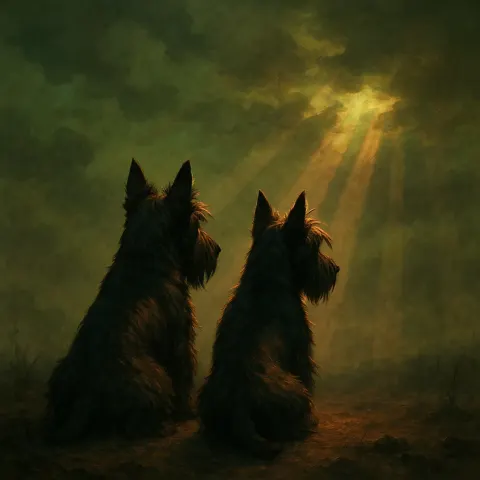 Two Varied Scotch Terriers