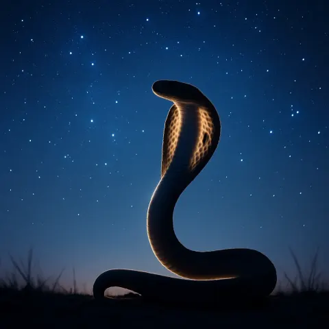 Delicately Luminous Indian Cobra Rears from Ground Level
