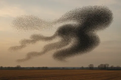 Massive Flock of Starlings Creates