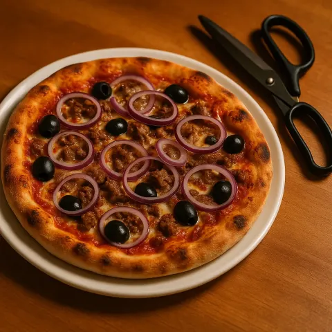 Freshly Baked Pizza Topped with Olives