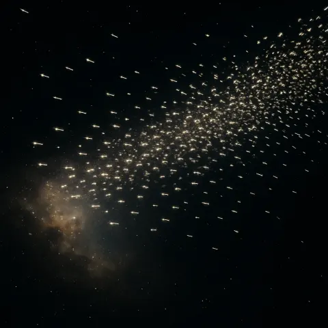 Vast Swarm of Glittering Micro-satellites Streams