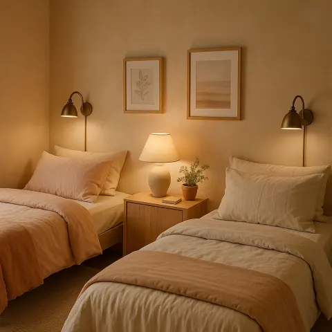 Snug Bedroom Scene with Two Beds
