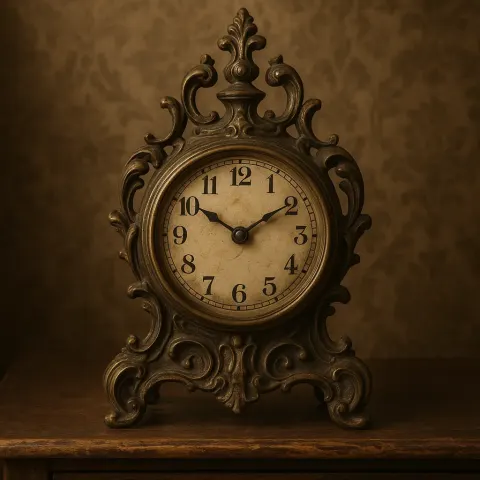 Historical Clock Placed Within a Retro-style Environment