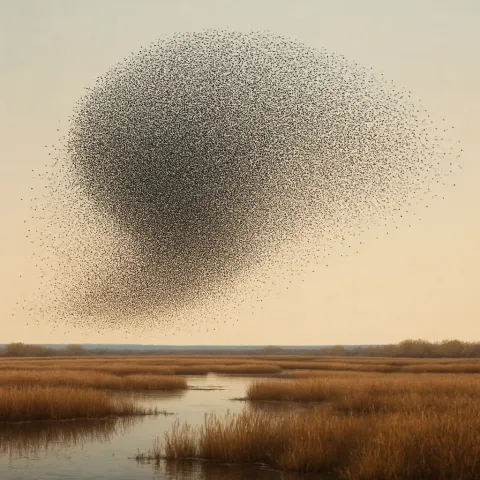 Vast Flock of Countless Starlings Forms a Mesmerizing Murmuration