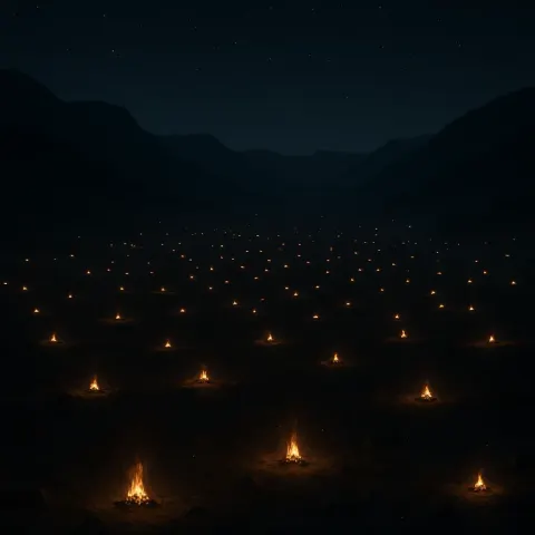 Innumerable Distant Campfires Twinkle Like Fallen Stars
