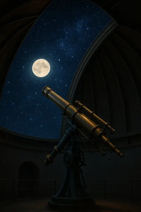 Astronomy Observatory Featuring an Antique Telescope Beneath a Star-filled Sky