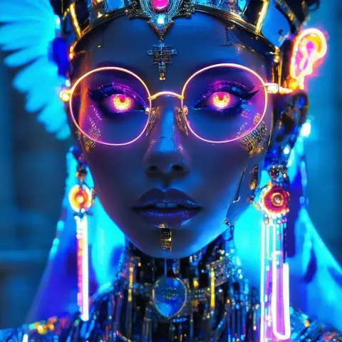 Neon Whirlwind of Cyborg Pharaoh Souls