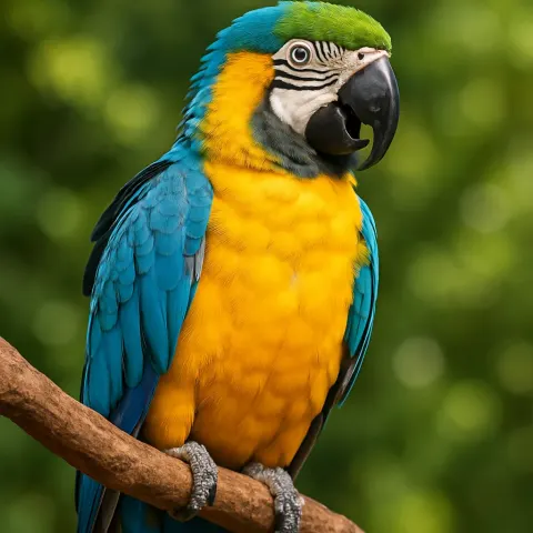 Vividly Hued Parrot Resting on a Tree Branch