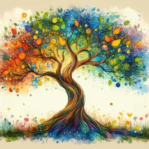 Storybook Tree of Life in Cosmic Bloom