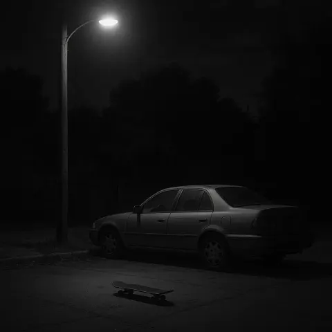 Somber Grayscale Depiction of a Deserted Skateboard