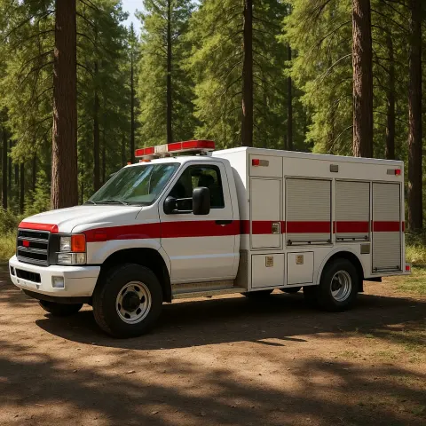 White Emergency Response Vehicle with Red Accents