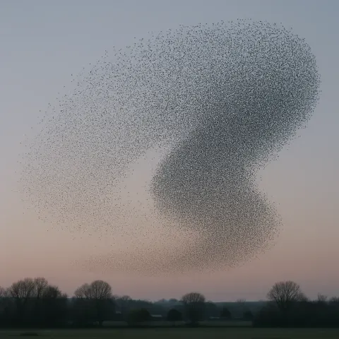 Vast Flock of Starlings Creates