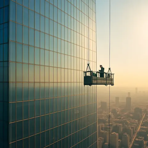 Lone Window Cleaner's Cradle Hangs