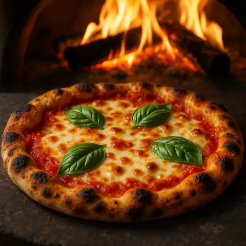 Pizza Baked in a Wood-fired Oven