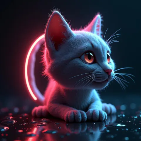 Neon Fibonacci Cat in Unreal Engine Detail