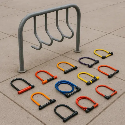 Collection of Bike Locks Lying on the Ground