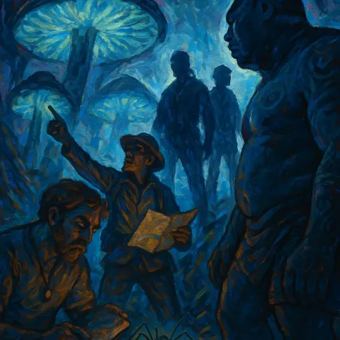 Art Nouveau-styled Explorer Holding a Map Firmly Gestures
