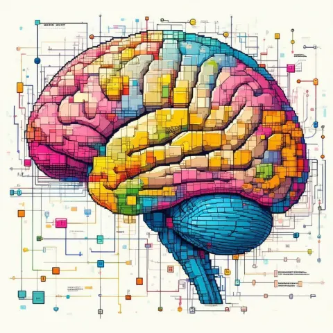 Blocky Pixel Diagram of Brain Function