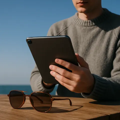 Individual Engrossed in their Sleek Tablet