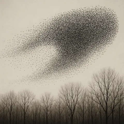 Vast Flock of Starlings Creates