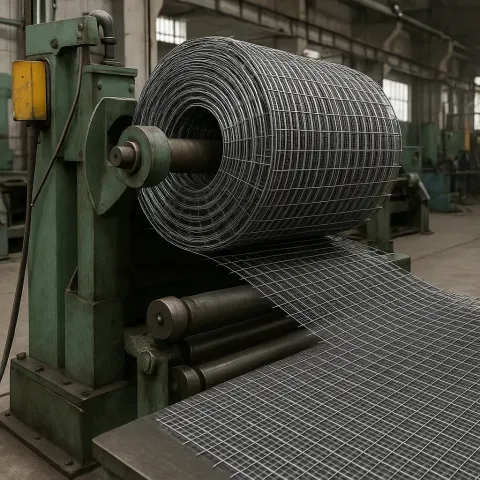 Machine in an Industrial Setting Unwinding and Working with Coiled