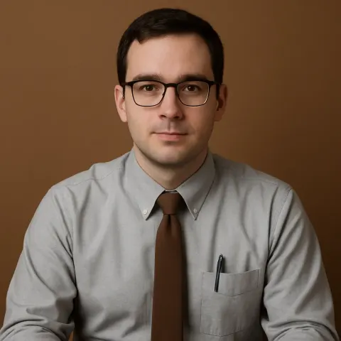 Person Wearing a Gray Shirt with a Brown Tie