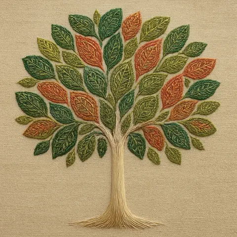 Tree Whose Trunk Is Composed of Delicate Silk Strands