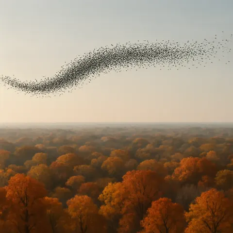 Vast Flock of Migratory Birds