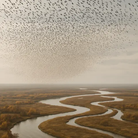 Immense Flock of Migratory Birds