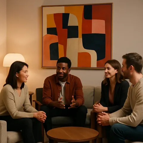 Modern Interior Room with People