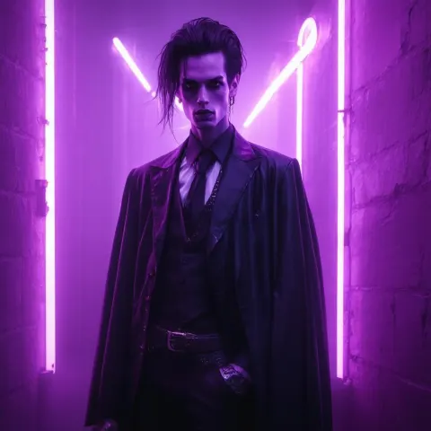 Ultra Wide Neonpunk Vampire in Purple Shadows