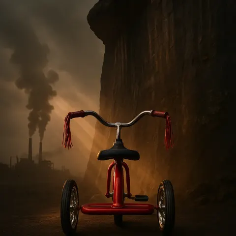 Candy Apple Red Tricycle—displaying Chrome-plated Rims