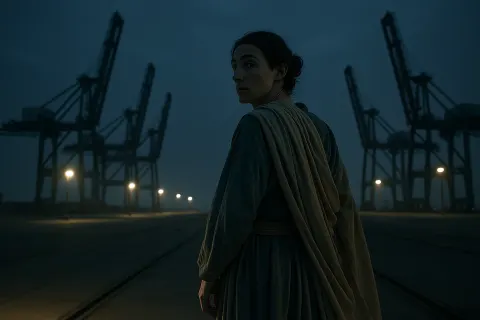 Slender Lover in Ancient Robes Glances Back