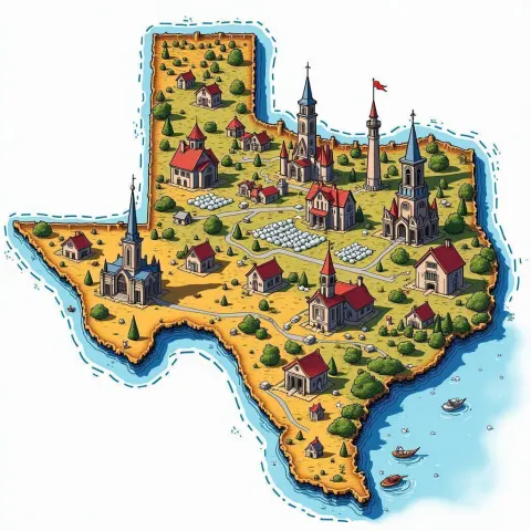 Manga Map of Texas With Anime Flair