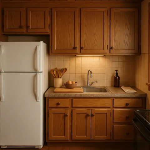 Cozy Kitchen with Wooden Cabinets