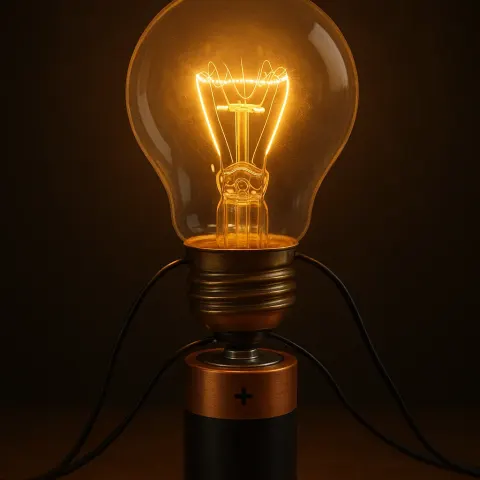 Battery-powered Lightbulb Emitting a Glow
