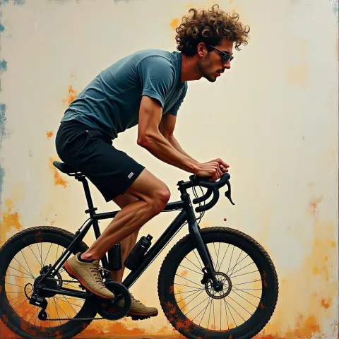 Expressionist Cyclist With Round Glasses