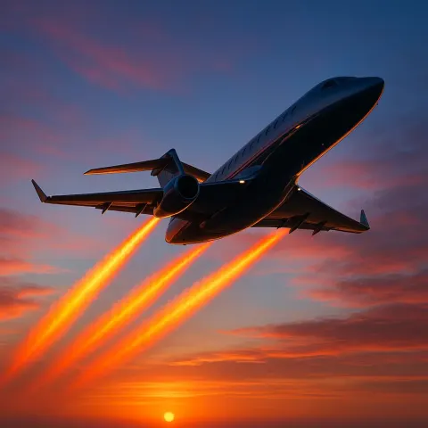 Modern Jet Aircraft Climbs Through the Sky