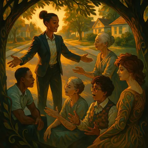 Six Diverse Figures Interact Dynamically on a Quiet