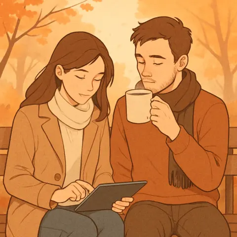 People Are Sitting on a Wooden Bench