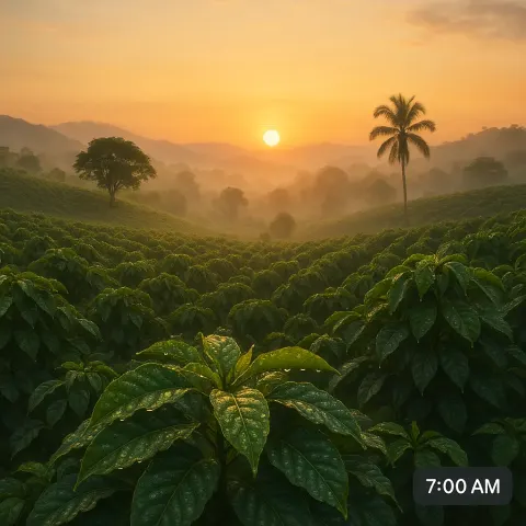 Serene Coffee Plantation in Colombia Glows
