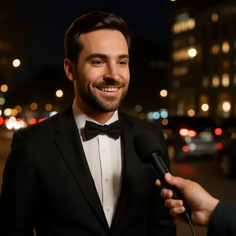 Man in a Formal Black Suit and Bow Tie
