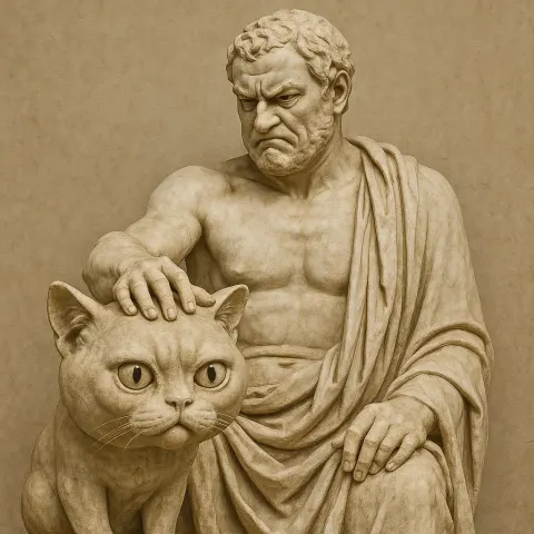 Sculpture from Ancient Greece Illustrating a Man Intently